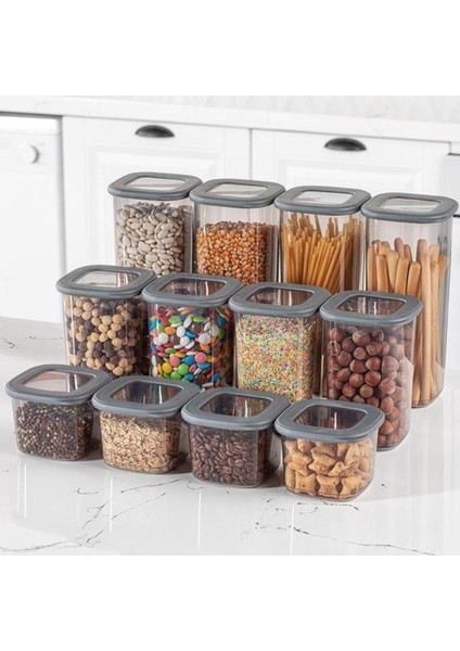 Gri Kare Saklama Kabı 1200 ml, 2'li, Pratik ve Şık Mutfak Gereci modelleri