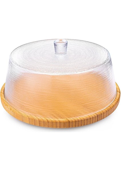 Bambu Kek Fanusu, Cam Kapak, 30 cm, Şık ve Kullanışlı Mutfak Gereci, 2 Parça modelleri