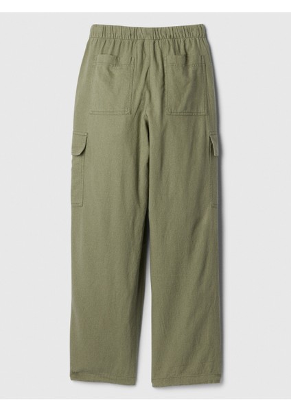 Kadın Haki Keten Karışımlı Paraşüt Kargo Pantolon fiyatları