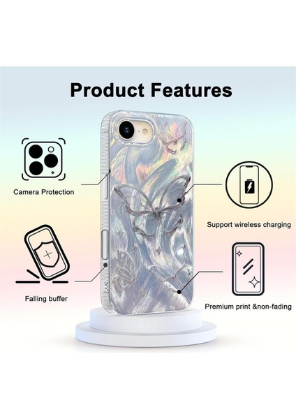 Apple iPhone 7/8/SE20 22 Kılıf Parlak Hologramlı Kelebek Desenli Darbe Emici Kamera Korumalı Silikon fırsatları
