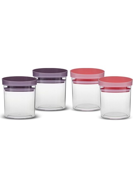 Renkli 4'lü Silikon Kapaklı Küçük Saklama Kabı Seti, Gri Renkli, Çok Amaçlı ve Dayanıklı