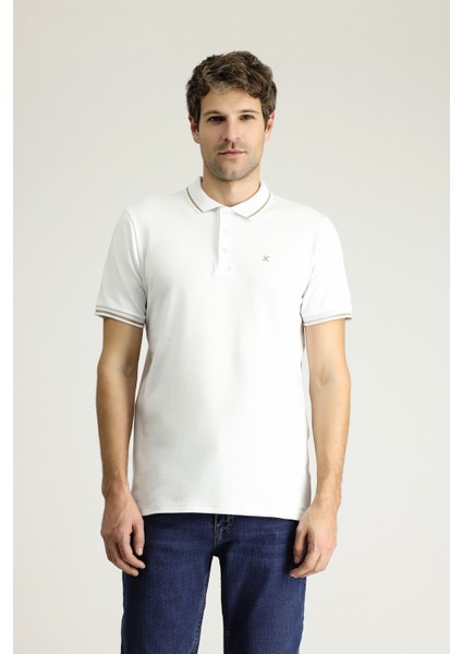 Polo Yaka Slim Fit Dar Kesim Nakışlı Süprem Pamuklu Tişört