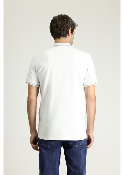 Polo Yaka Slim Fit Dar Kesim Nakışlı Süprem Pamuklu Tişört