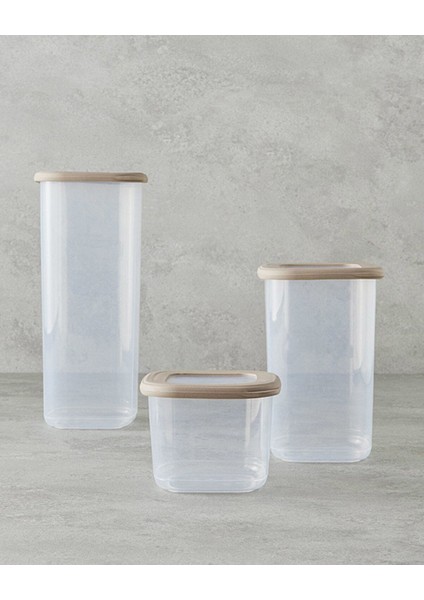 3'lü Bej Saklama Kabı Seti, Güvenli ve Şık Plastik Tasarım, 0-249 ml, 3 Parça