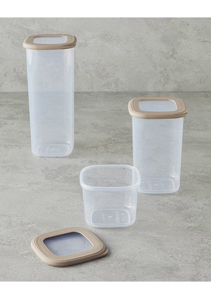 3'lü Bej Saklama Kabı Seti, Güvenli ve Şık Plastik Tasarım, 0-249 ml, 3 Parça fiyatları