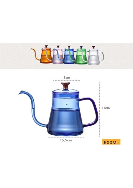 - Cam Borosilikat Kettle Ibrik 600 ml Ateşe Dayanıklı Şeffaf Pitcher