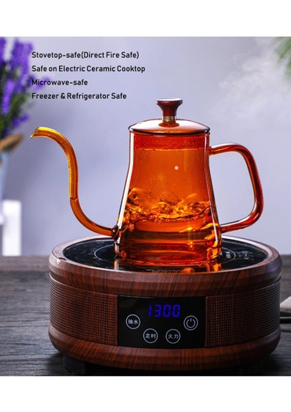 - Cam Borosilikat Kettle Ibrik 600 ml Ateşe Dayanıklı Şeffaf Pitcher