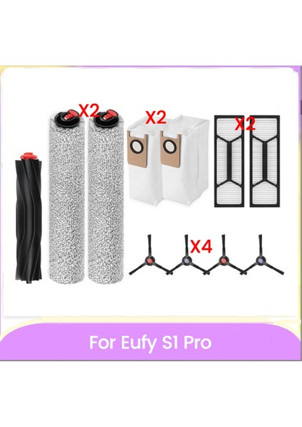 Eufy S1 Pro Vakum Parçaları Yedek Aksesuarları Için 11 Adet Ana Silindir Yan Fırça Hepa Filtre Toz Torbası (Yurt Dışından)