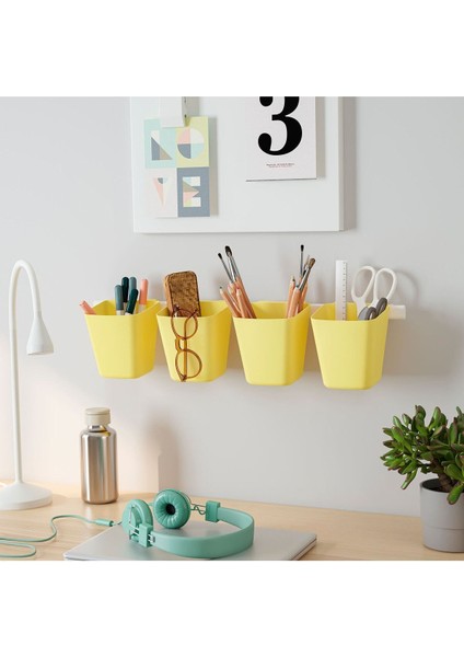 Açık Sarı Çok Amaçlı Düzenleyici Kap, 12x11 cm, Plastik, Çok Amaçlı, Şık ve Pratik