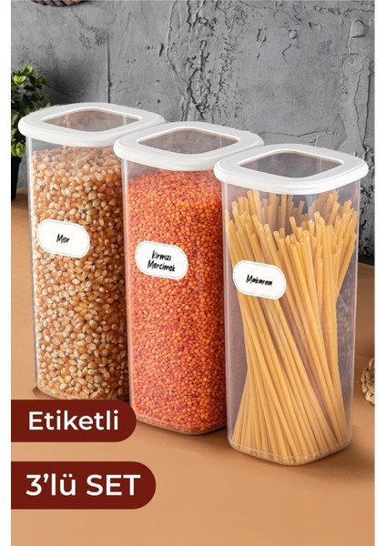 3'lü Beyaz Kare Saklama Kabı Seti, 1,75 Litre, Pratik ve Şık Saklama Çözümü