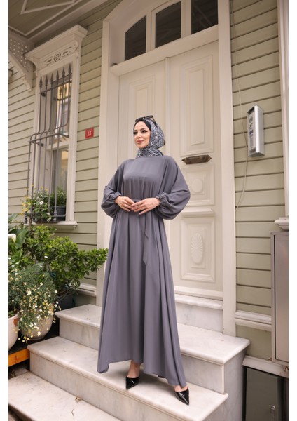 Oversize Balon Kol Elbise-Medine Ipeği modelleri