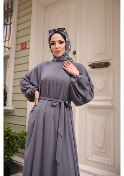 Oversize Balon Kol Elbise-Medine Ipeği fırsatları