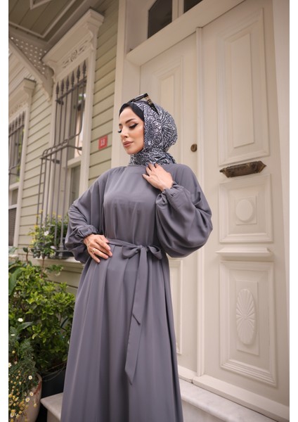 Oversize Balon Kol Elbise-Medine Ipeği indirimleri
