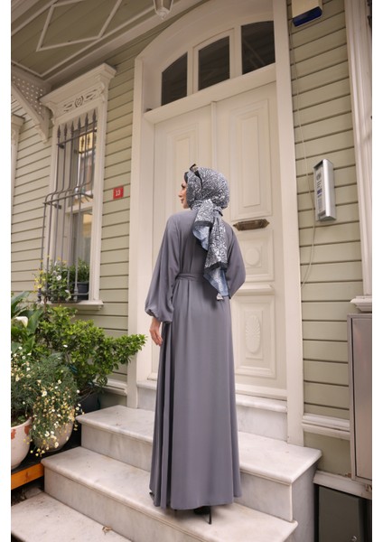 Oversize Balon Kol Elbise-Medine Ipeği