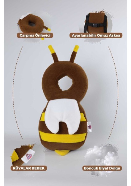 Bebek Kafa Koruma Düşme Boyun Koruma Yastığı Arı Figüranı 40X24 cm fiyatları