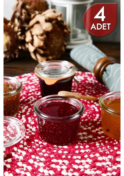 Şık 80 ml cam saklama kavanoz seti, 4 adet, mutfak kullanımına uygun, siyah renk