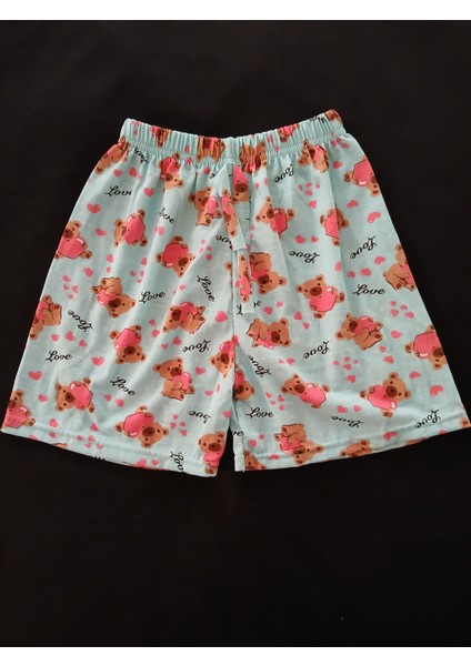 Ayıcık Desenli Mavi Pijama Altı Şort