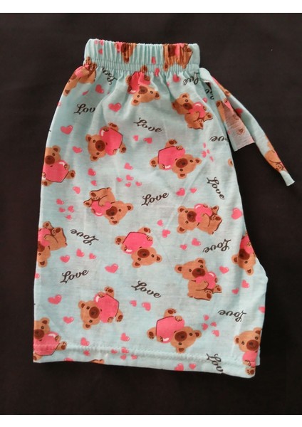Ayıcık Desenli Mavi Pijama Altı Şort
