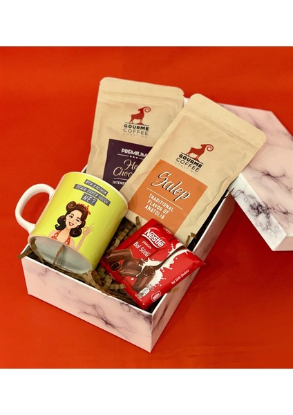 Özel Kutulu Ben Kadınım Senin Süper Gücün Ne Kupa Çikolata Sahlep Sıcak Çikolata Seti fiyatları