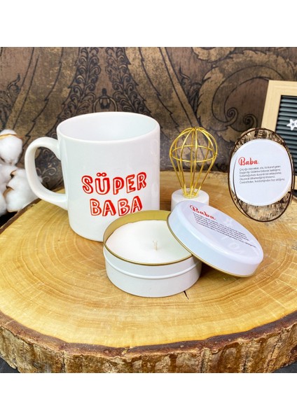 Baba Tasarımlı Mum Kupa ve Mini Lamba Set