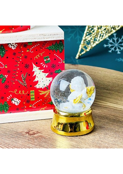 Kırmızı Yeni Yıl Yılbaşı Tasarımlı Kutulu Kupa Altınaldızlı Melek Mini Kar Küresi Set fiyatları