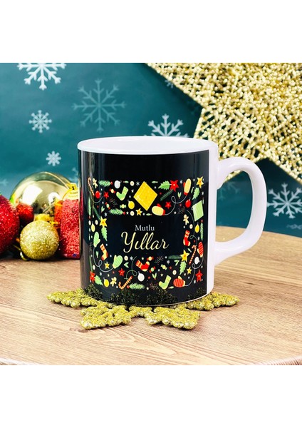 Mutlu Yıllar Tasarım Altınyaldızlı Melek Kar Küreli Yılbaşı modelleri