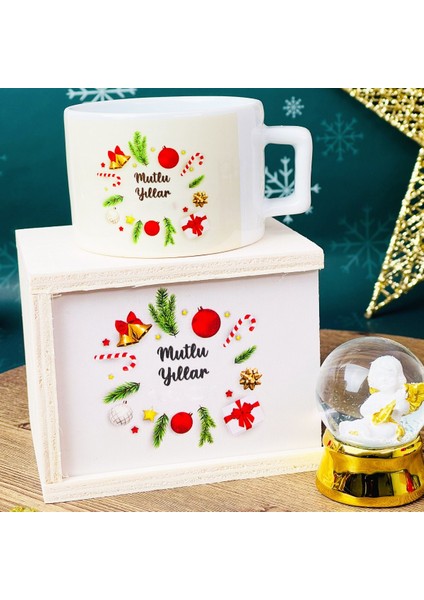 Mutlu Yıllar Tasarımlı Kutulu Kupa Altınaldızlı Melek Mini Kar fiyatları