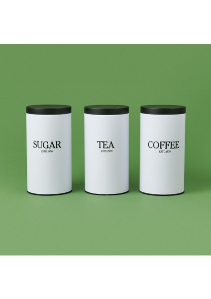 3'lü Metal Saklama Kabı Seti, Beyaz ve Siyah, Alüminyum, Şık ve Dayanıklı fiyatları
