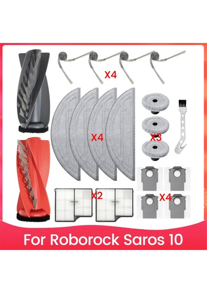 Roborock Saros 10 Robot Süpürge Aksesuarları Yedek Parçalar Silindir Ana Fırça Hepa Filtre Paspas Torbaları (Yurt Dışından)