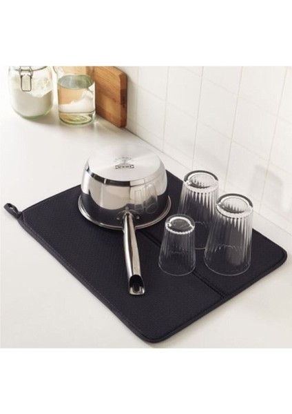 Büyük Boy Bambu Bulaşık Kurutma Matı, Koyu Gri, Çok Amaçlı, Dayanıklı, Estetik