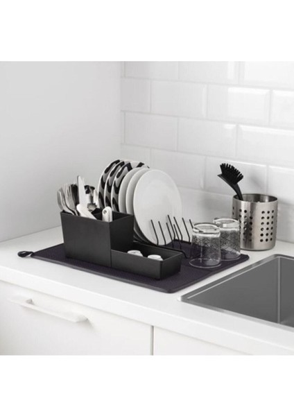 Büyük Boy Bambu Bulaşık Kurutma Matı, Koyu Gri, Çok Amaçlı, Dayanıklı, Estetik modelleri