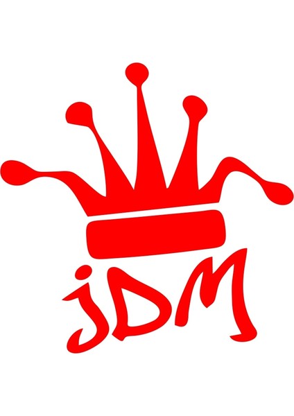 Jdm Kral Tacı Araba Sticker 17X17 cm Kırmızı