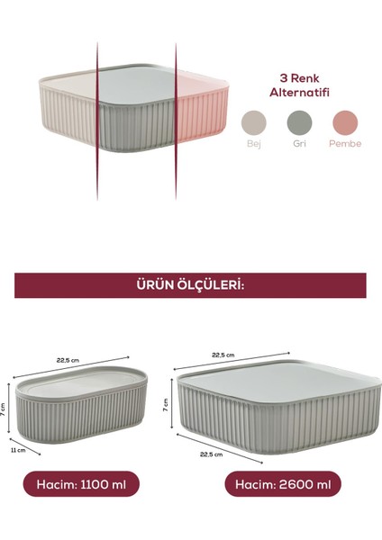 4'lü Pratik Elastik Bantlı Saklama Kabı Seti, Gri, Dayanıklı ve İstiflenebilir indirimleri