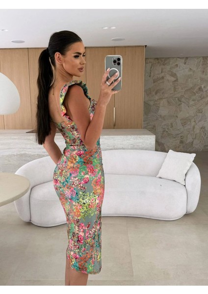 Breya Gloplu Yırtmaçlı Midi Elbise fırsatları