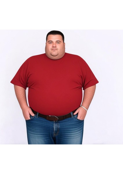 Erkek Büyük Beden Geniş Kesim Bisiklet Yaka Kısa Kollu T-Shirt 9xl