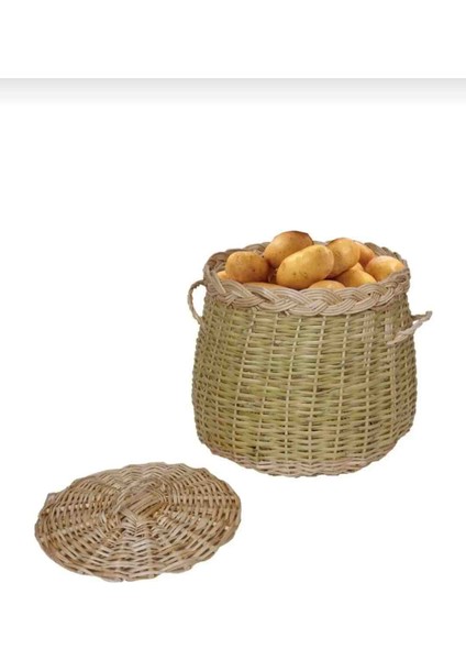 Hasır Sepet Patates Soğan Sepeti Doğal Hasır Kapaklı Sepet Çok Amaçlı Organizer Saklama Sepeti fiyatları