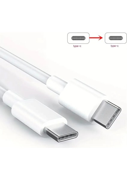 Type-C To Type-C Kablo – iPhone Serisi , Macbook, iPad Pro Uyumlu | 1 Metre Hızlı Şarj Kablosu