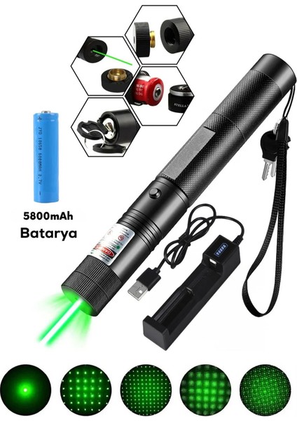 OR-303 Turbo x Yeşil Şarjlı Lazer Pil Anahtar - Uzun Menzilli, Güçlü ve Çoklu Işık Efektli Er