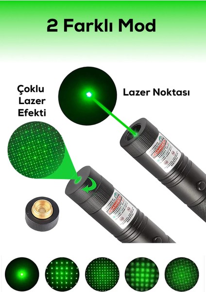 OR-303 Turbo x Yeşil Şarjlı Lazer Pil Anahtar - Uzun Menzilli, Güçlü ve Çoklu Işık Efektli Er