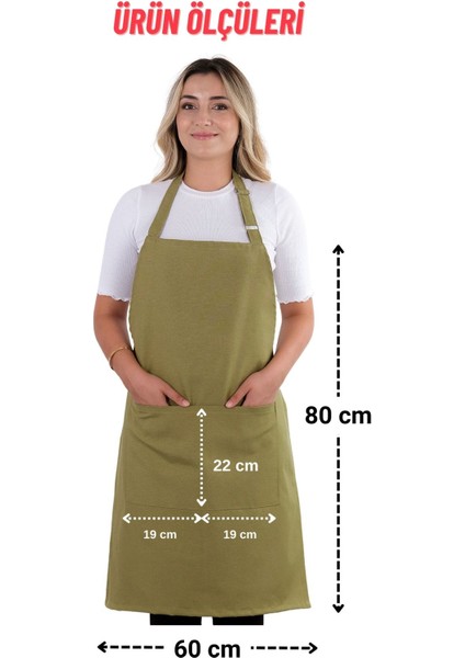 Fıstık Yeşili, Ayarlanabilir Mutfak Önlüğü, 60x80, Pamuk Polyester indirimleri
