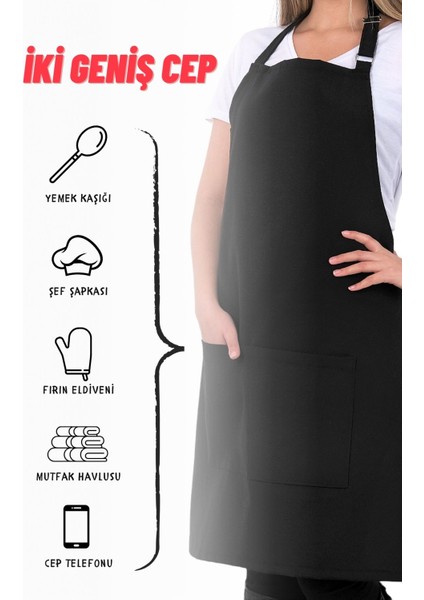 Ayarlanabilir Siyah Mutfak Önlüğü, Rahat ve Şık Tasarım 60x80 cm, Pamuk Polyester modelleri