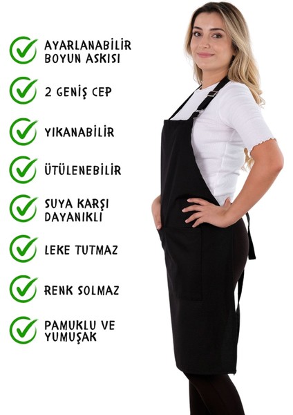 Ayarlanabilir Siyah Mutfak Önlüğü, Rahat ve Şık Tasarım 60x80 cm, Pamuk Polyester fırsatları