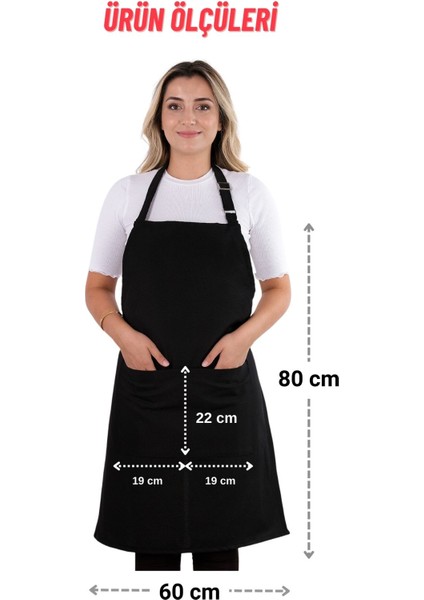 Ayarlanabilir Siyah Mutfak Önlüğü, Rahat ve Şık Tasarım 60x80 cm, Pamuk Polyester