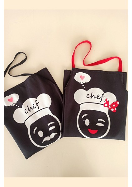 Şık ve dayanıklı ikili mutfak önlüğü seti, modern tasarım, leke tutmaz, siyah renk fiyatları