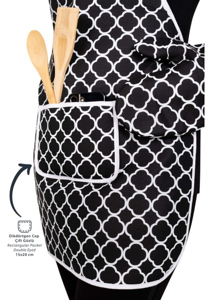 Şık 4’lü Mutfak Seti: Önlük, Eldiven ve Tutacak Takımı, Siyah, 50x70 cm indirimleri