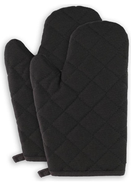 Siyah 2'li yanmaz ve ısıya dayanıklı fırın eldiveni seti, pamuk polyester, 17x27 cm fiyatları