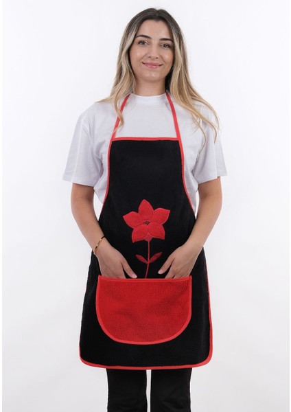 Çiçekli Siyah Mutfak Önlüğü, 50x70 cm, şık ve koruyucu mikrofiber tasarım fiyatları