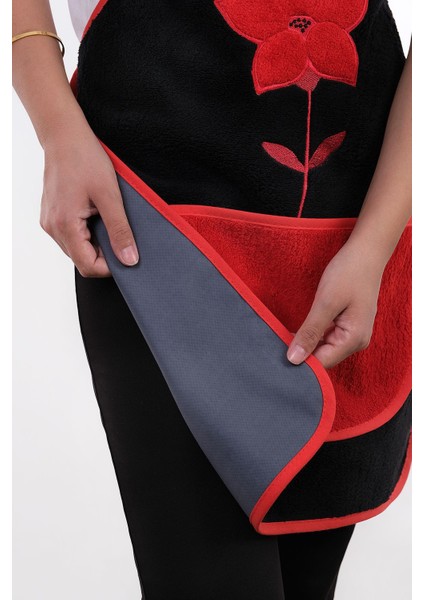 Çiçekli Siyah Mutfak Önlüğü, 50x70 cm, şık ve koruyucu mikrofiber tasarım indirimleri