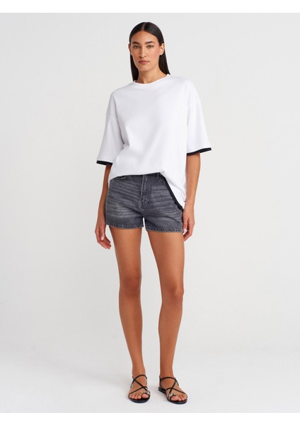 31894 Çift Görünümlü Oversize T-Shirt-Beyaz fırsatları
