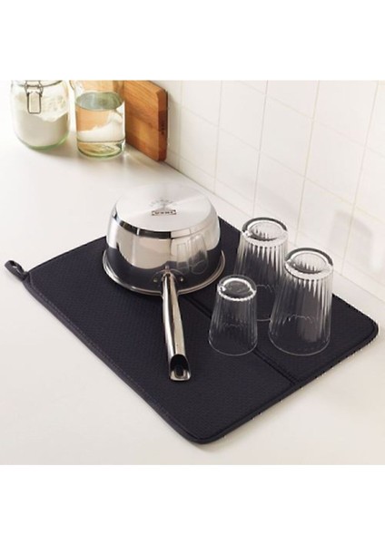 Koyu Gri Mikrofiber Bulaşık Kurutma Matı, 44x36 cm, Pratik ve şık kullanım sağlar. modelleri